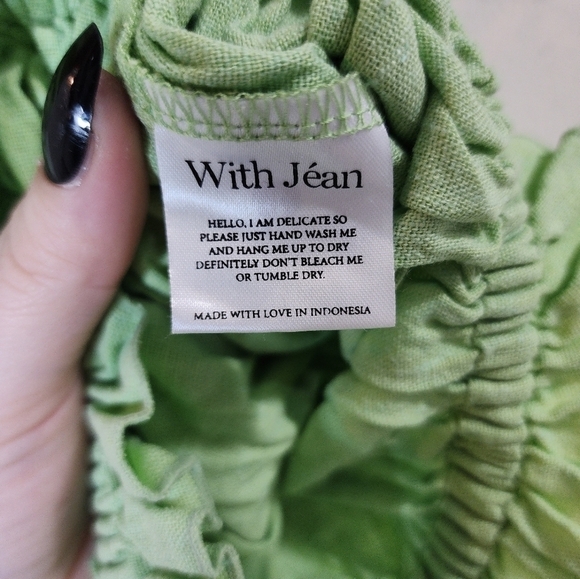 With Jean Green Sleeveless Linen Women Small Preppy Stretchy Elastic Summer Top - Picture 5 of 6